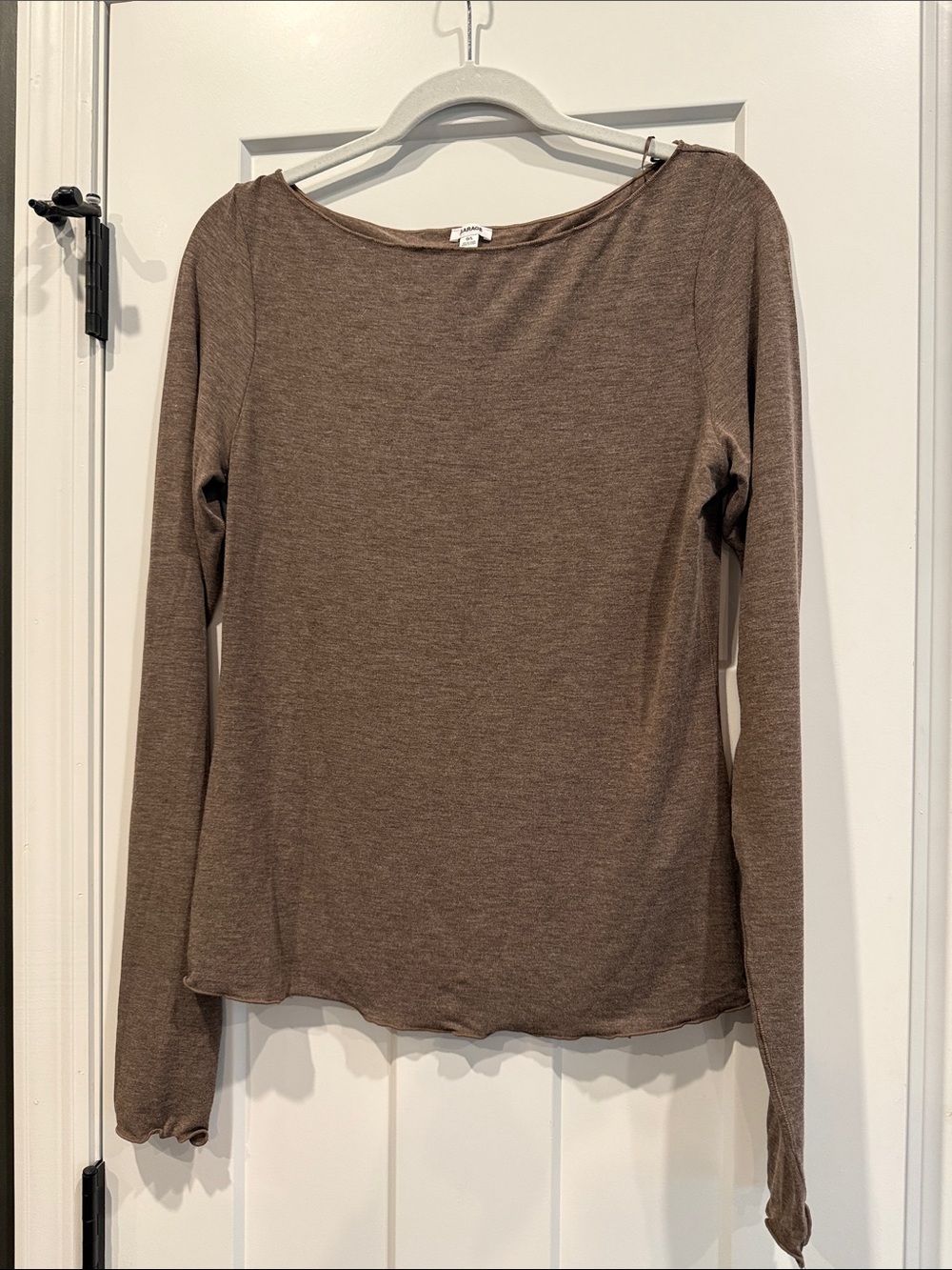 GARAGE Brown Long Sleeve Boatneck Top